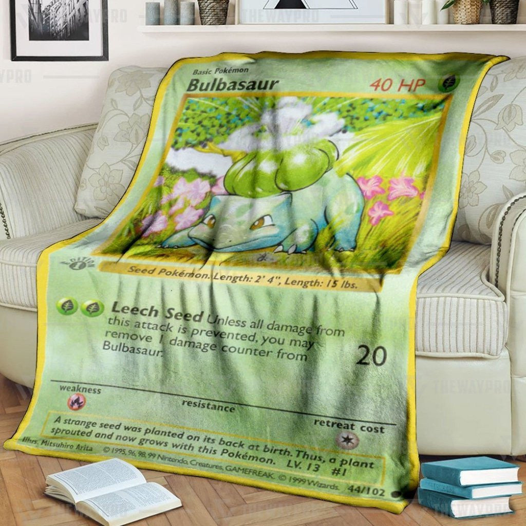 Anime Pkm Bulbasaur 1St Edition Custom Soft Blanket / S/(43X55)