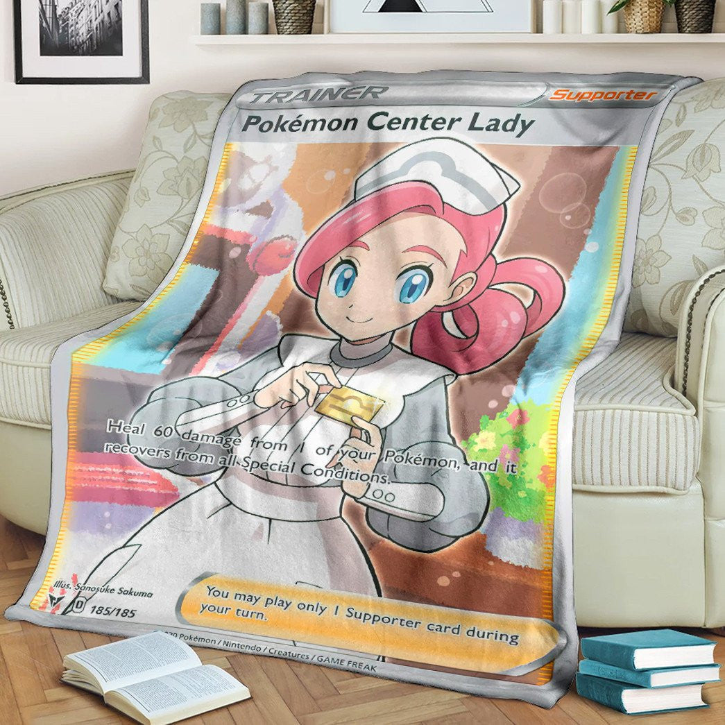 Anime Pkm Pokémon Center Lady Trainer Custom Soft Blanket / S/(43X55)