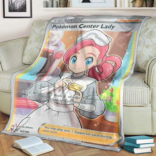 Anime Pkm Pokémon Center Lady Trainer Custom Soft Blanket / S/(43X55)