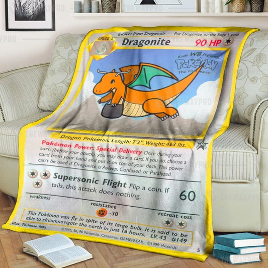 Anime Pkm Dragonite Custom Soft Blanket / S/(43X55)