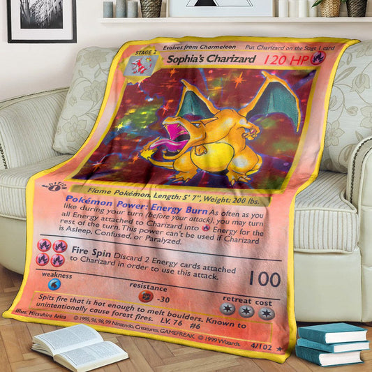 Anime Pkm Sophias Charizard First Edition Custom Soft Blanket / S/(43X55)