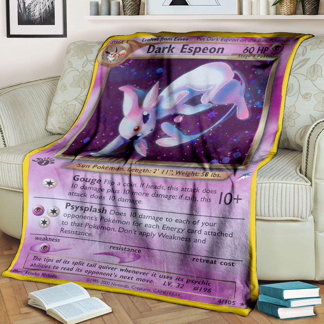 Anime Pkm Dark Espeon Holo 1St Edition Custom Soft Blanket / S/(43X55)