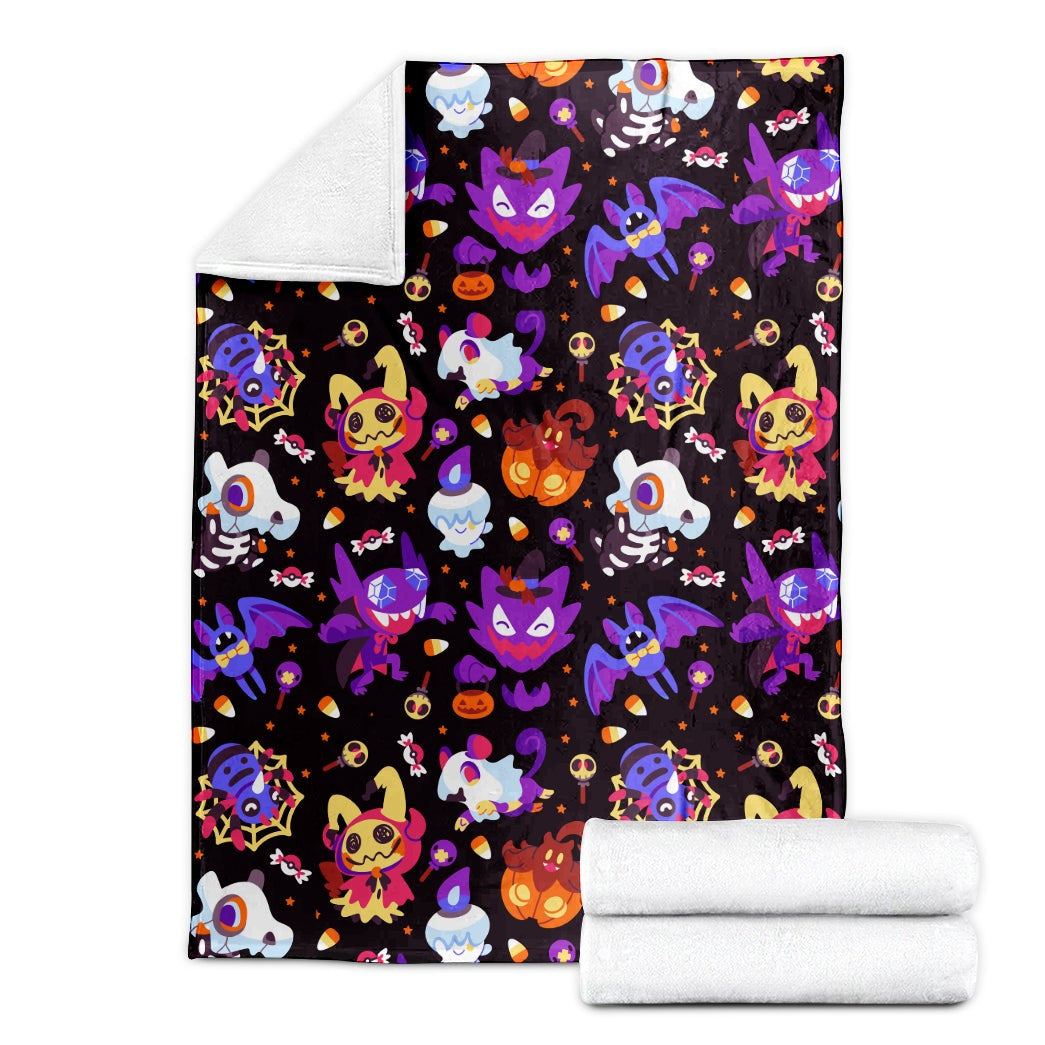 Anime Pkm Trick Or Treat Seamless Pattern Custom Soft Blanket