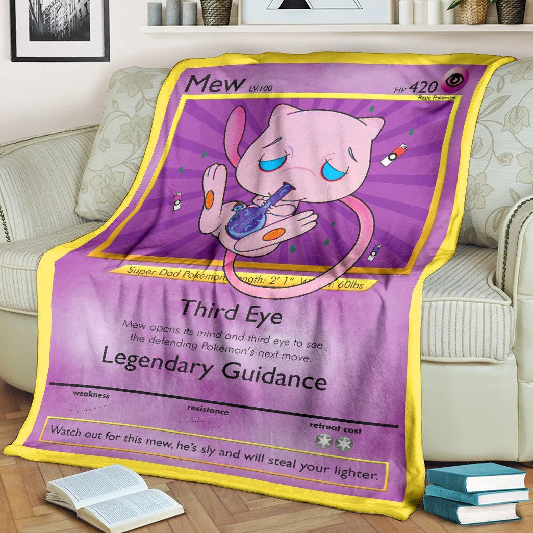 Anime Pkm Stone Mew Custom Soft Blanket / S/(43X55)