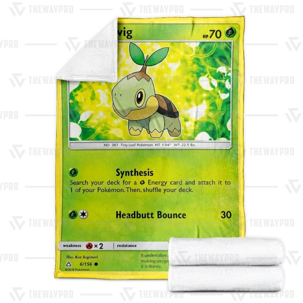 Anime Pkm Turtwig Custom Soft Blanket