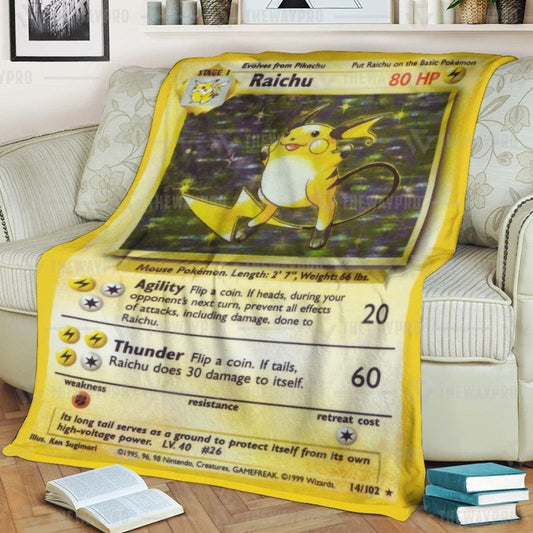 Anime Pkm Raichu Base Set Custom Soft Blanket / S/(43X55)