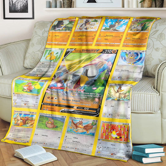 Anime Pkm Farfetch Cards Custom Soft Blanket / S/(43X55)