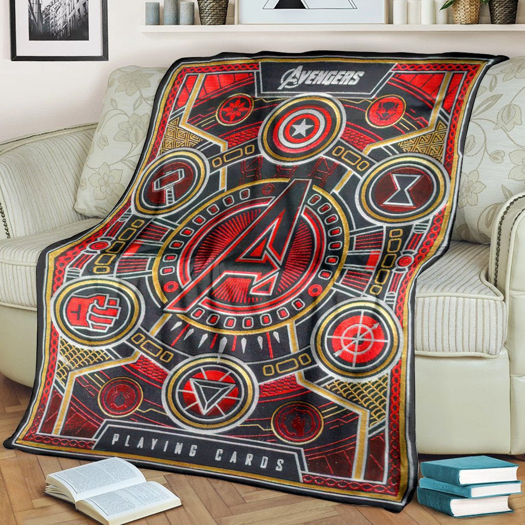 Avengers Playing Card Red Custom Soft Blanket / S/(43X55)