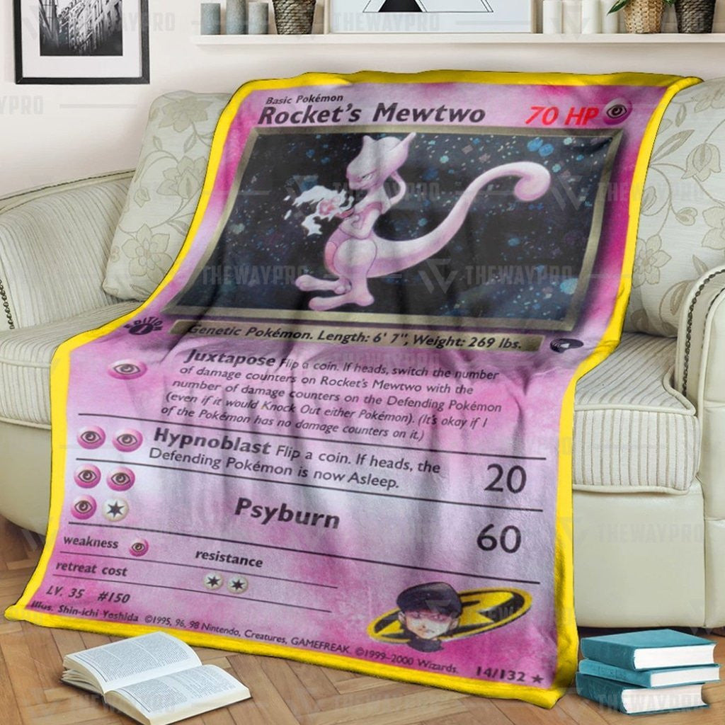 Anime Pkm Rockets Mewtwo Custom Soft Blanket / S/(43X55)