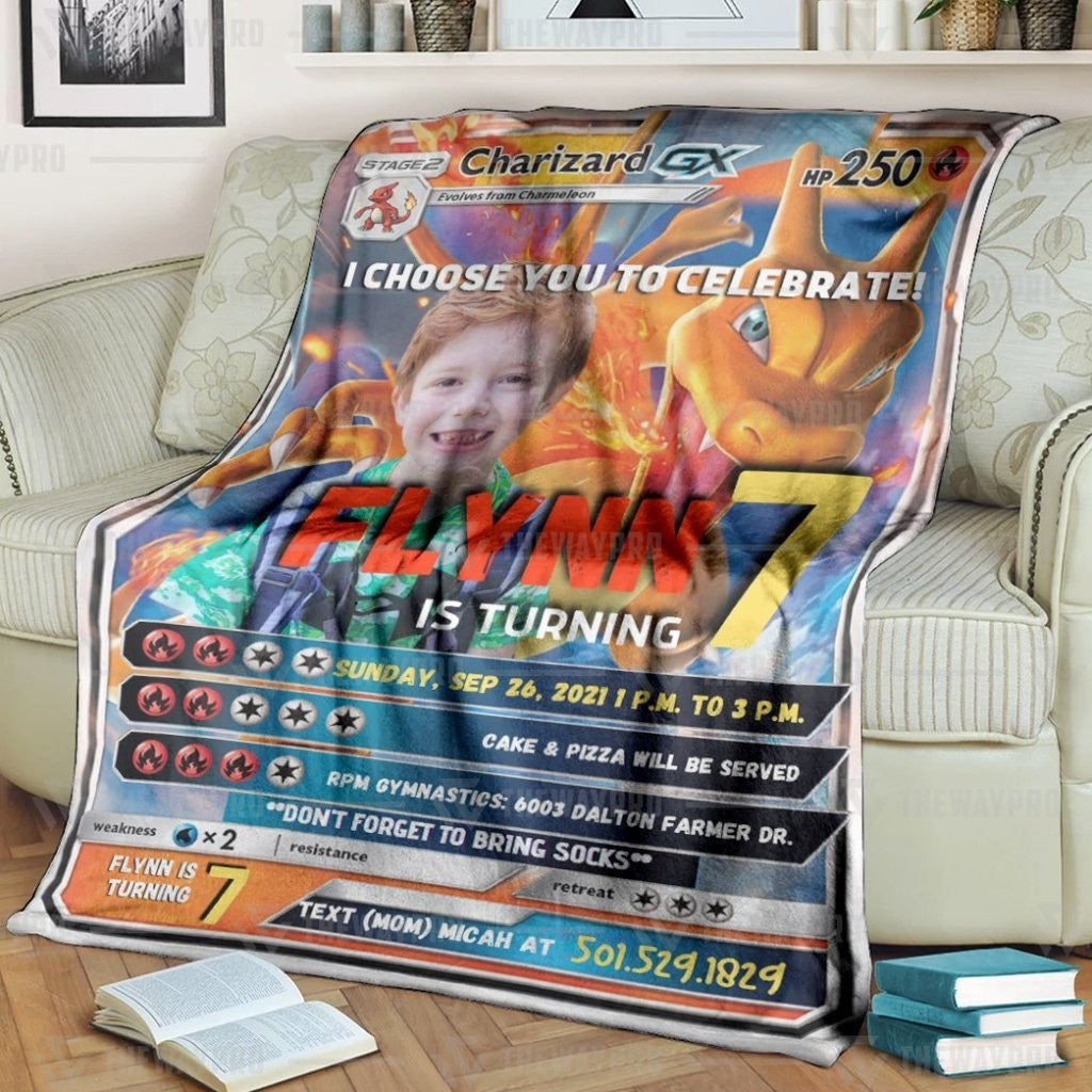 Anime Pkm Card Custom Soft Blanket / S/(43X55)