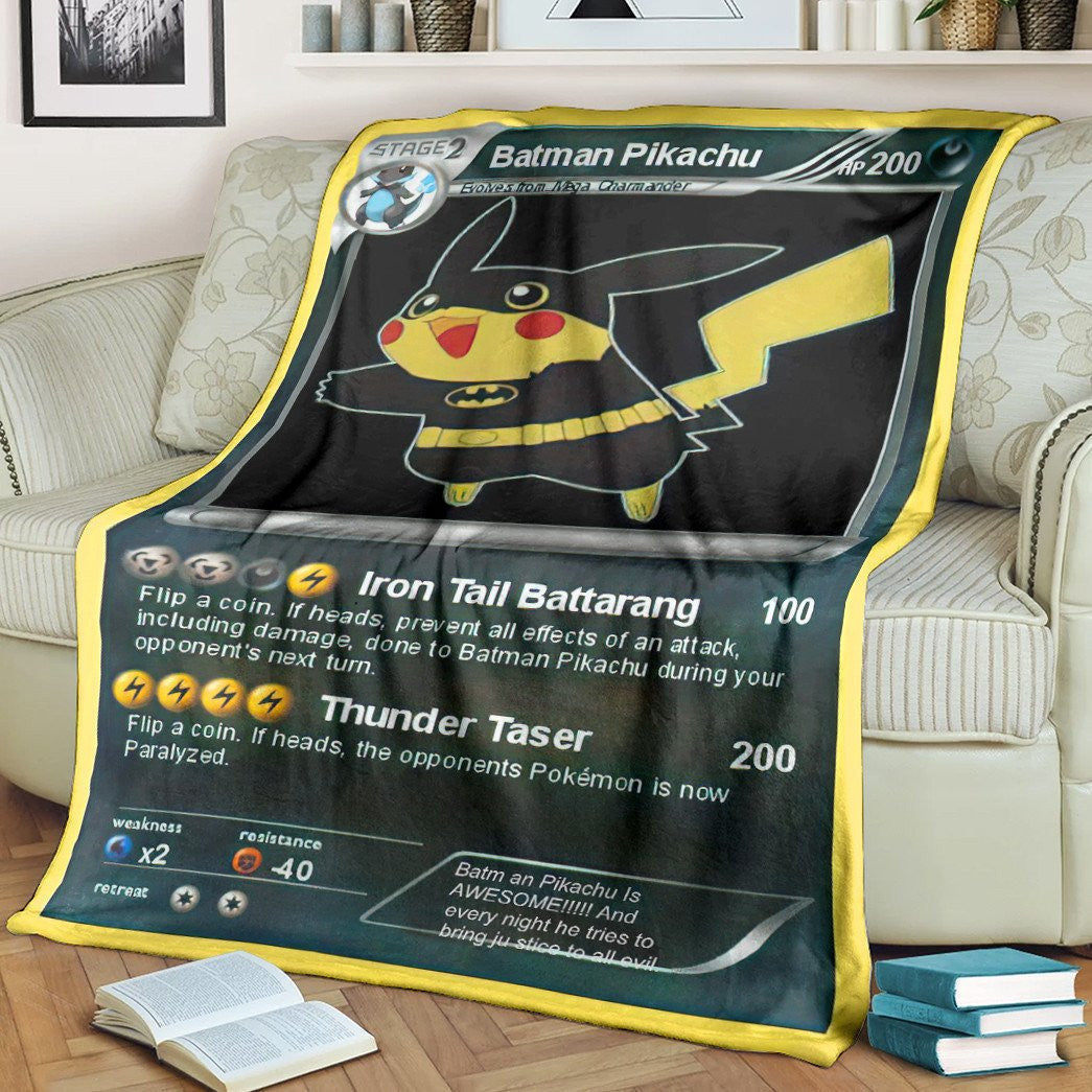 Anime Pkm Batman Pikachu Custom Soft Blanket / S/(43X55)