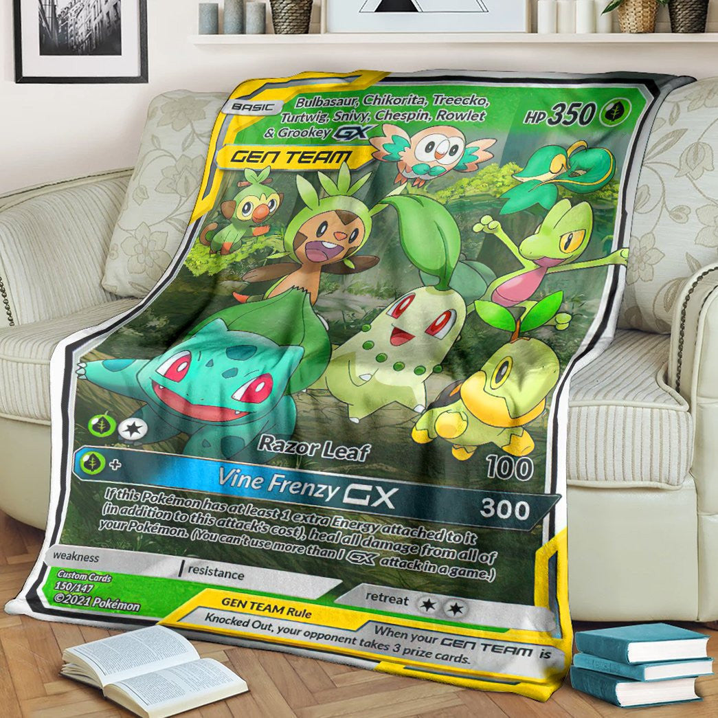 Anime Pkm Leaf Generation Tag Gx Custom Soft Blanket / S/(43X55)