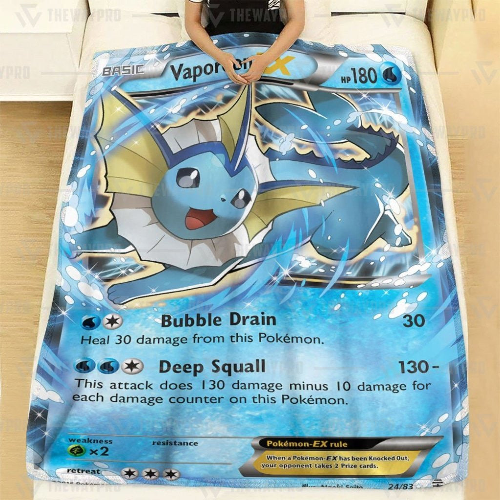 Anime Pkm Vaporeon Ex Custom Soft Blanket