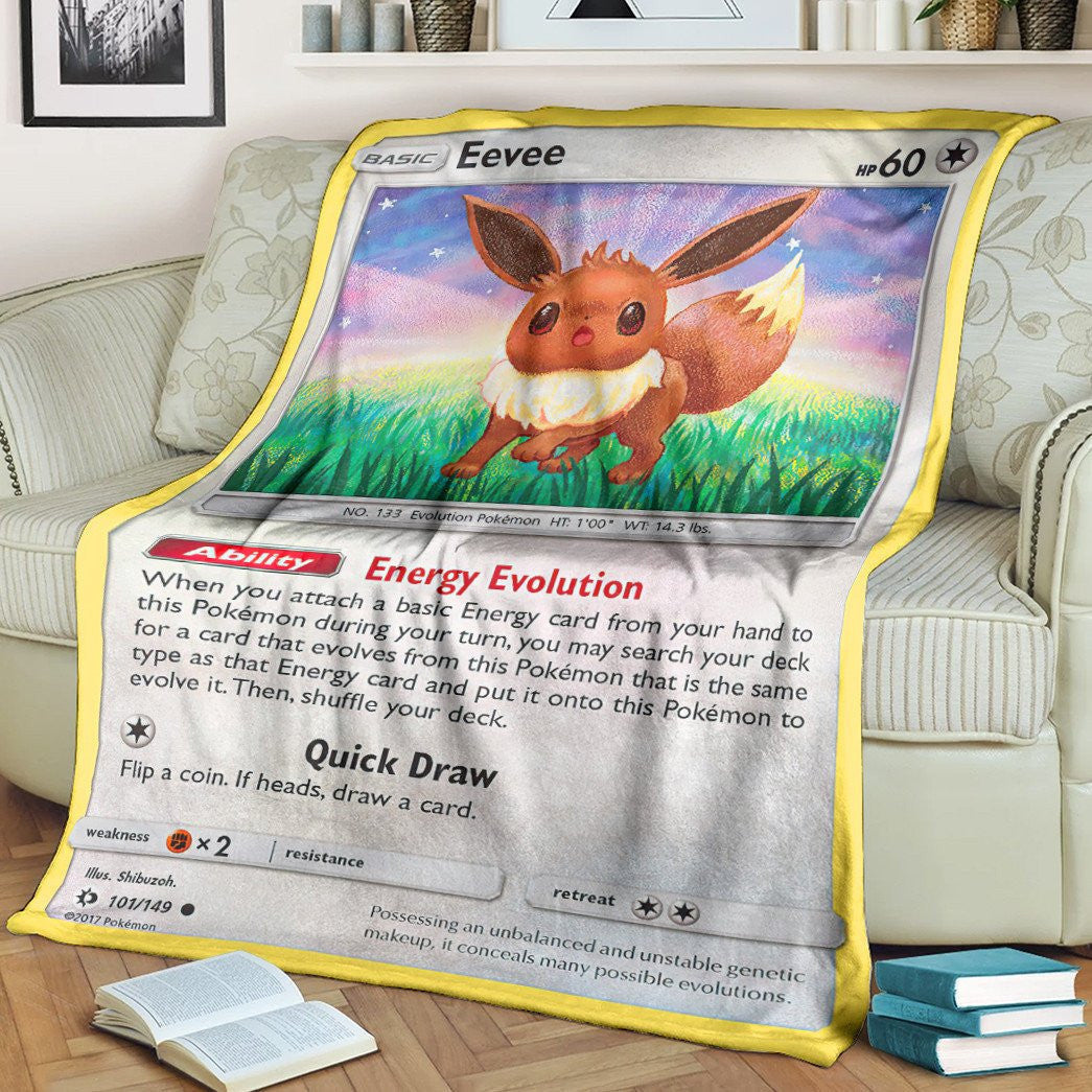 Anime Pkm Eevee Sun & Moon Custom Soft Blanket / S/(43X55)