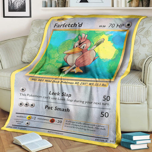 Anime Pkm Farfetchd Evolutions Custom Soft Blanket