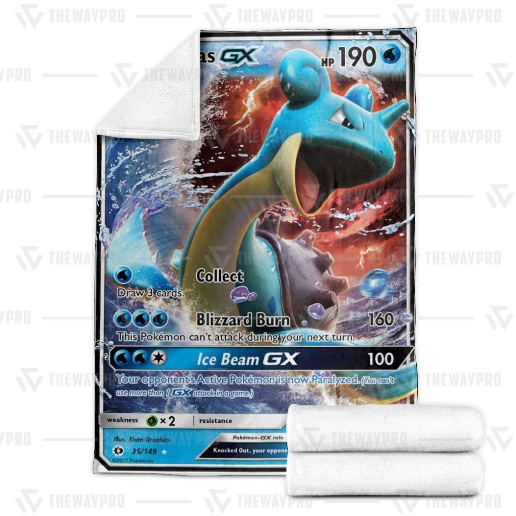 Anime Pkm Lapras Gx Custom Soft Blanket