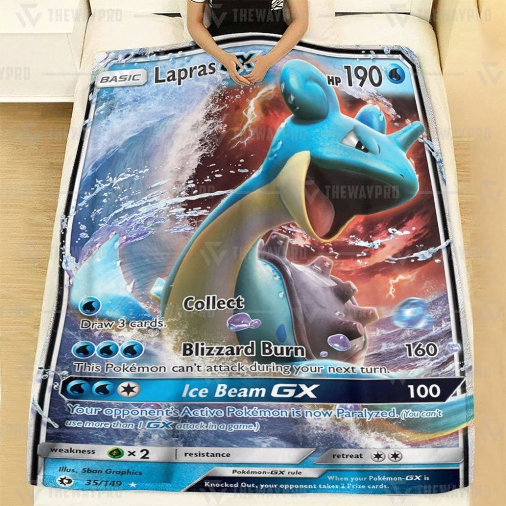 Anime Pkm Lapras Gx Custom Soft Blanket