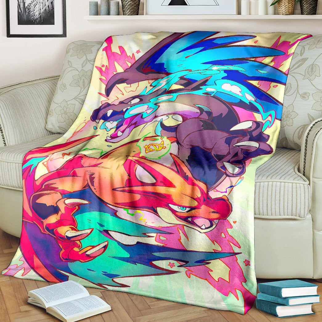 Anime Pkm Mega Charizard Xy Custom Soft Blanket / S/(43X55)