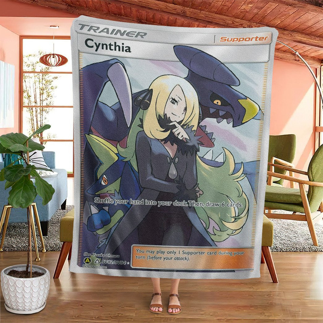 Anime Pkm Cynthia Trainer Custom Soft Blanket