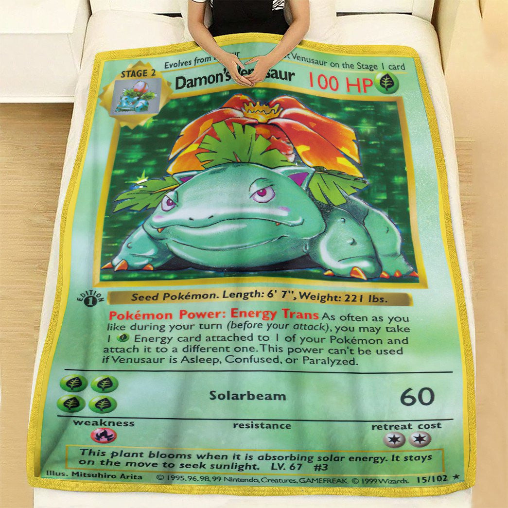 Anime Pkm Damons Venusaur First Edition Custom Soft Blanket