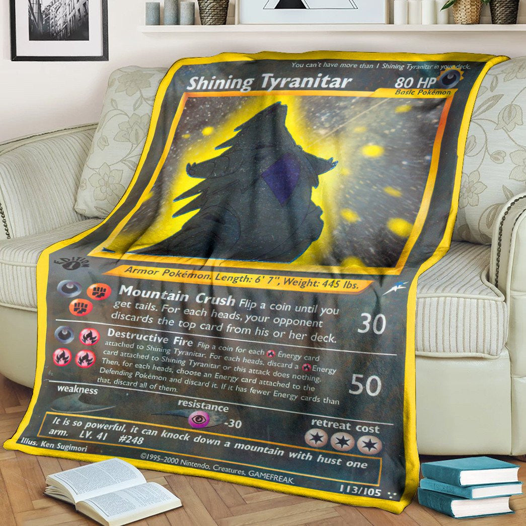 Anime Pkm Shining Tyranitar Neo Destiny Custom Soft Blanket / S/(43X55)