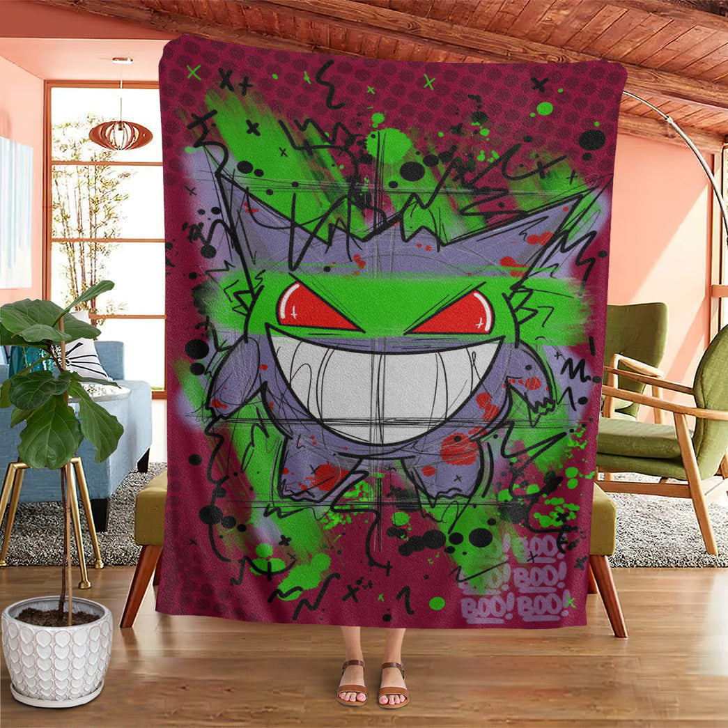 Anime Custom Gengar Art Soft Blanket