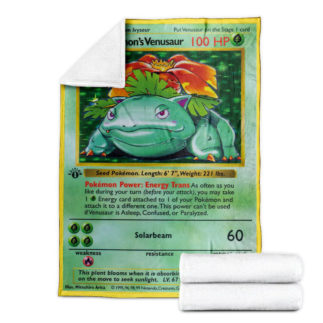 Anime Pkm Damons Venusaur First Edition Custom Soft Blanket