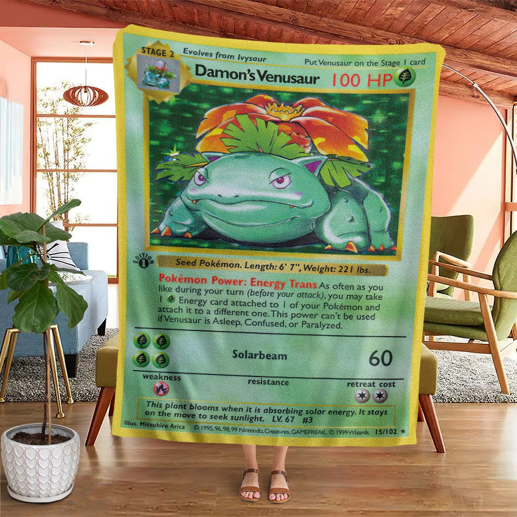 Anime Pkm Damons Venusaur First Edition Custom Soft Blanket