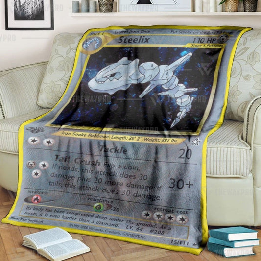 Anime Pkm Steelix 1St Edition Custom Soft Blanket / S/(43X55)