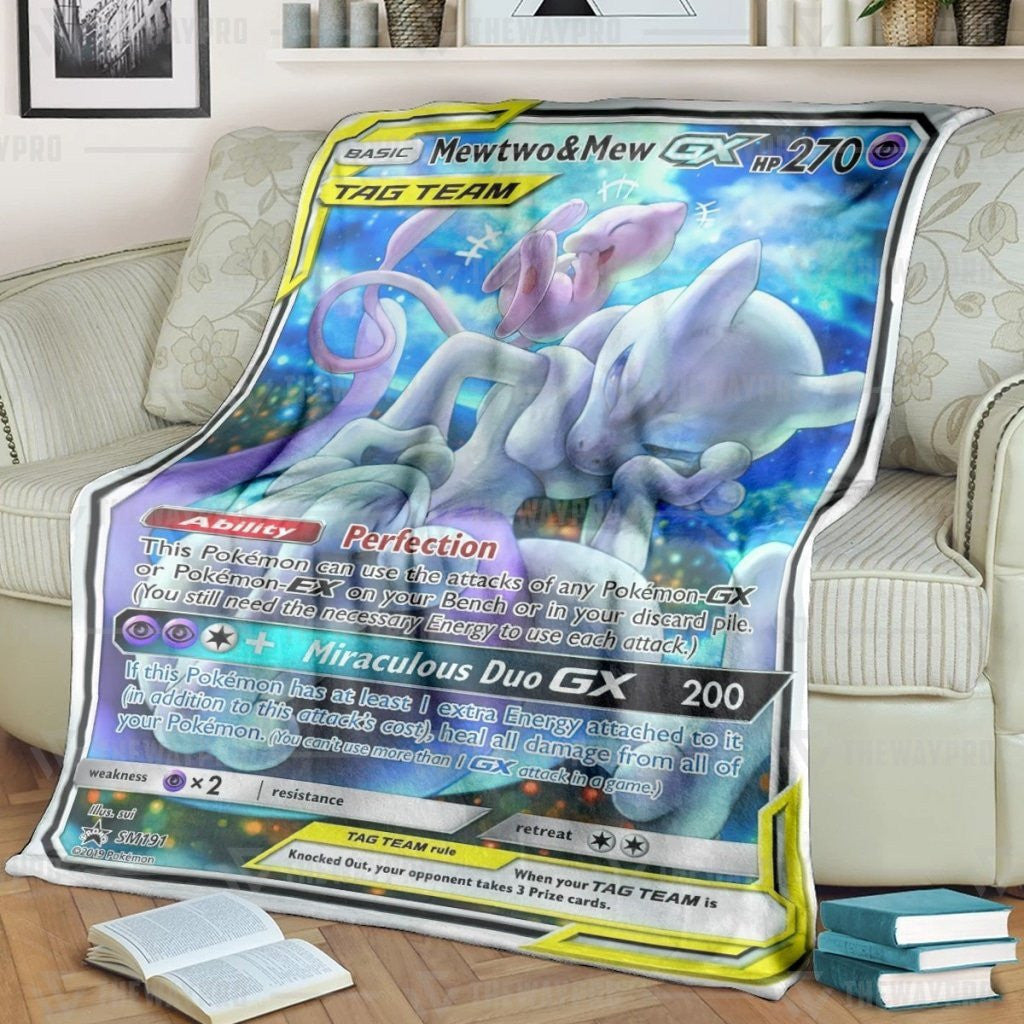 Anime Pkm Mewtwo And Mew Custom Soft Blanket / S/(43X55)