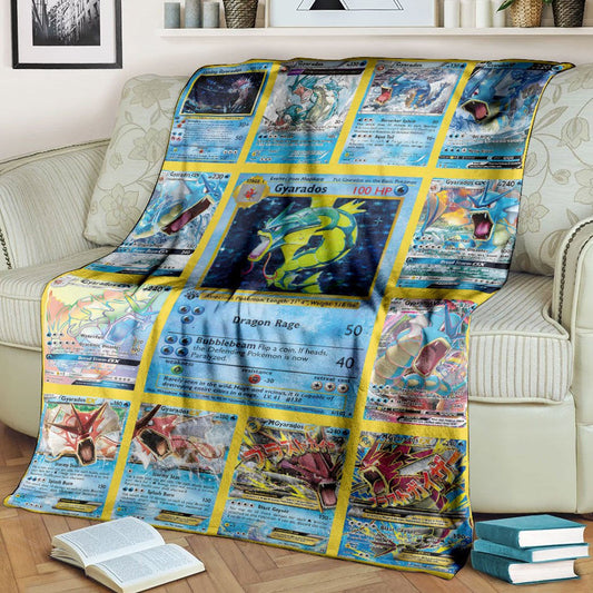 Anime Pkm Gyarados Cards Version 2 Custom Soft Blanket / S/(43X55)