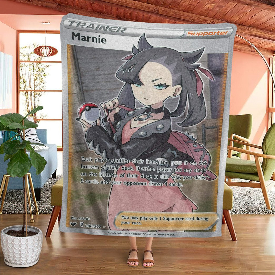 Anime Pkm Marnie Trainer Custom Soft Blanket