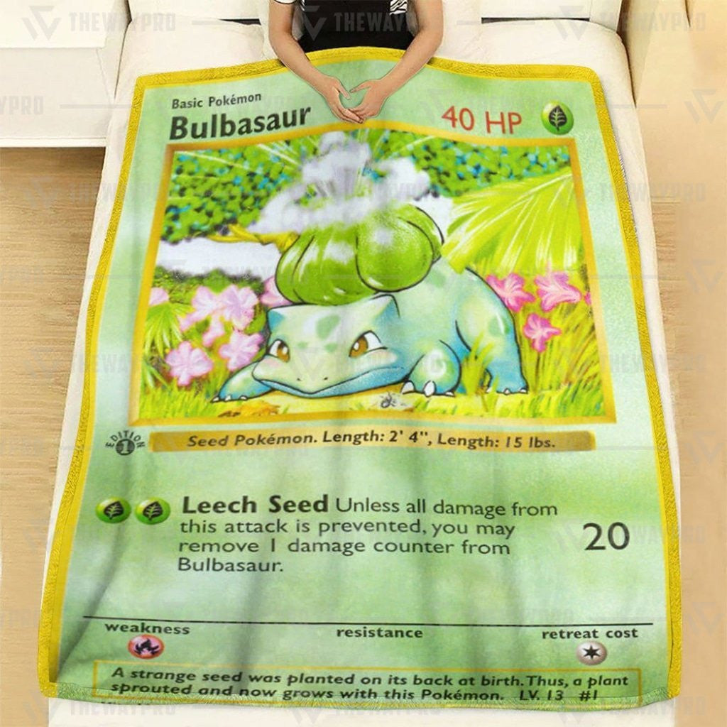 Anime Pkm Bulbasaur 1St Edition Custom Soft Blanket