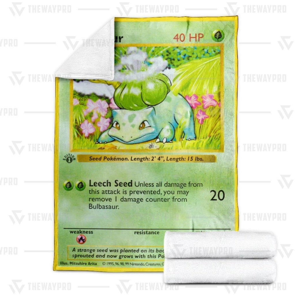 Anime Pkm Bulbasaur 1St Edition Custom Soft Blanket