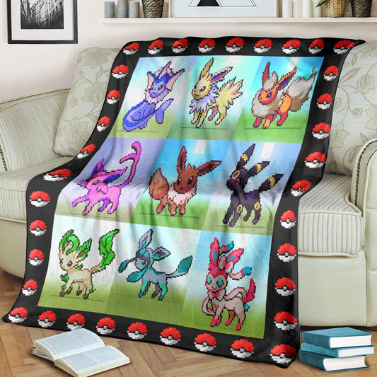 Anime Pkm Pixel Eevee Custom Soft Blanket / S/(43X55)