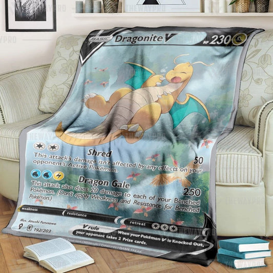 Anime Pkm Dragonite V Custom Soft Blanket