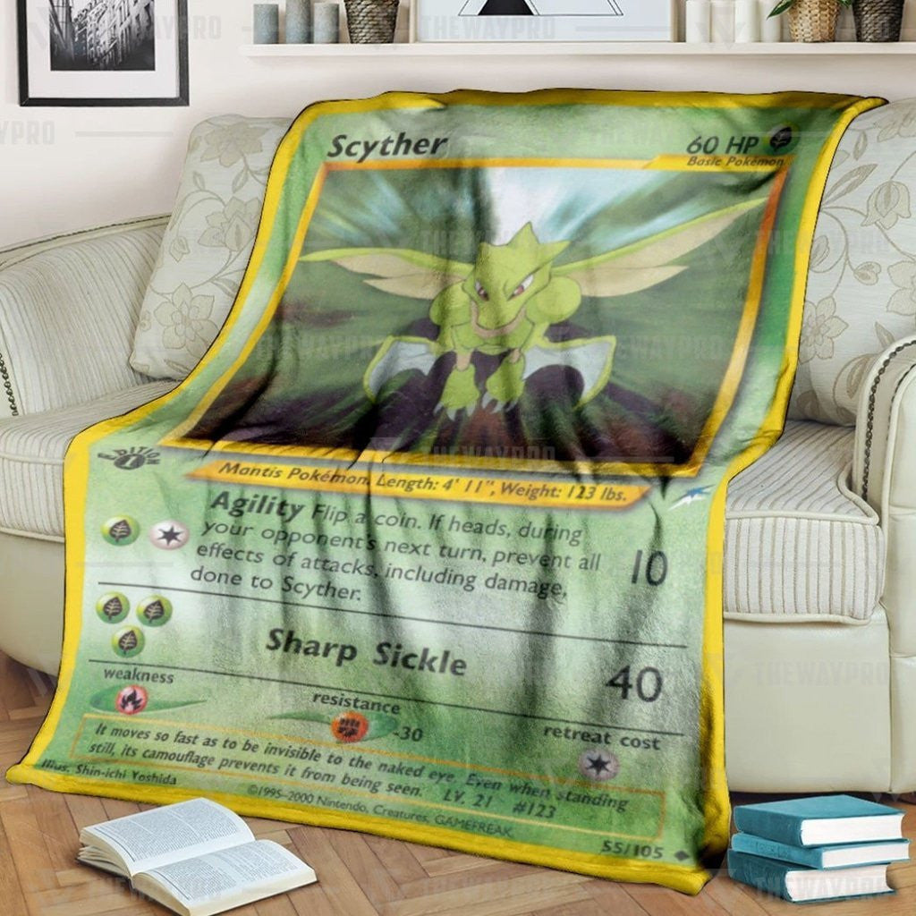 Anime Pkm Scyther 1St Edition Custom Soft Blanket