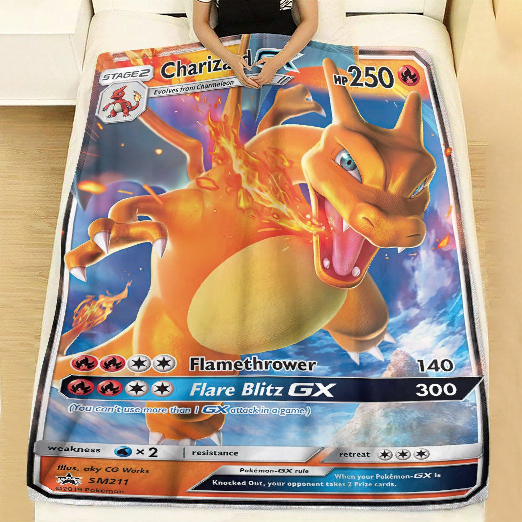 Anime Pkm Charizard-Gx Sun & Moon Promos Custom Soft Blanket