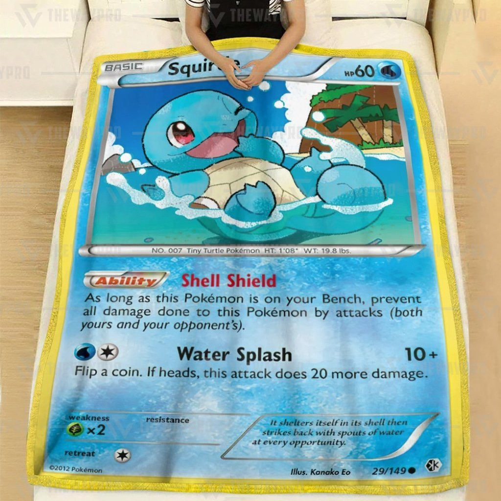 Anime Pkm Squirtle Custom Soft Blanket