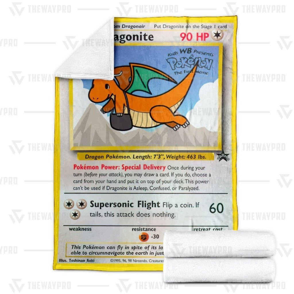 Anime Pkm Dragonite Custom Soft Blanket