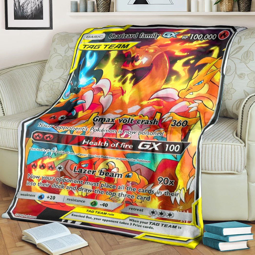 Anime Pkm Charizard Family Mega Shadow Vmax Custom Soft Blanket / S/(43X55)