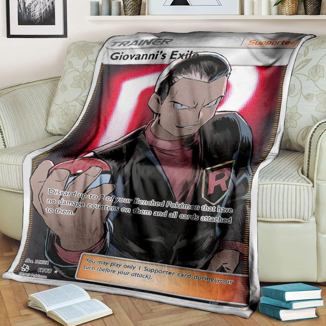 Anime Pkm Giovannis Exile Hidden Fates Custom Soft Blanket / S/(43X55)