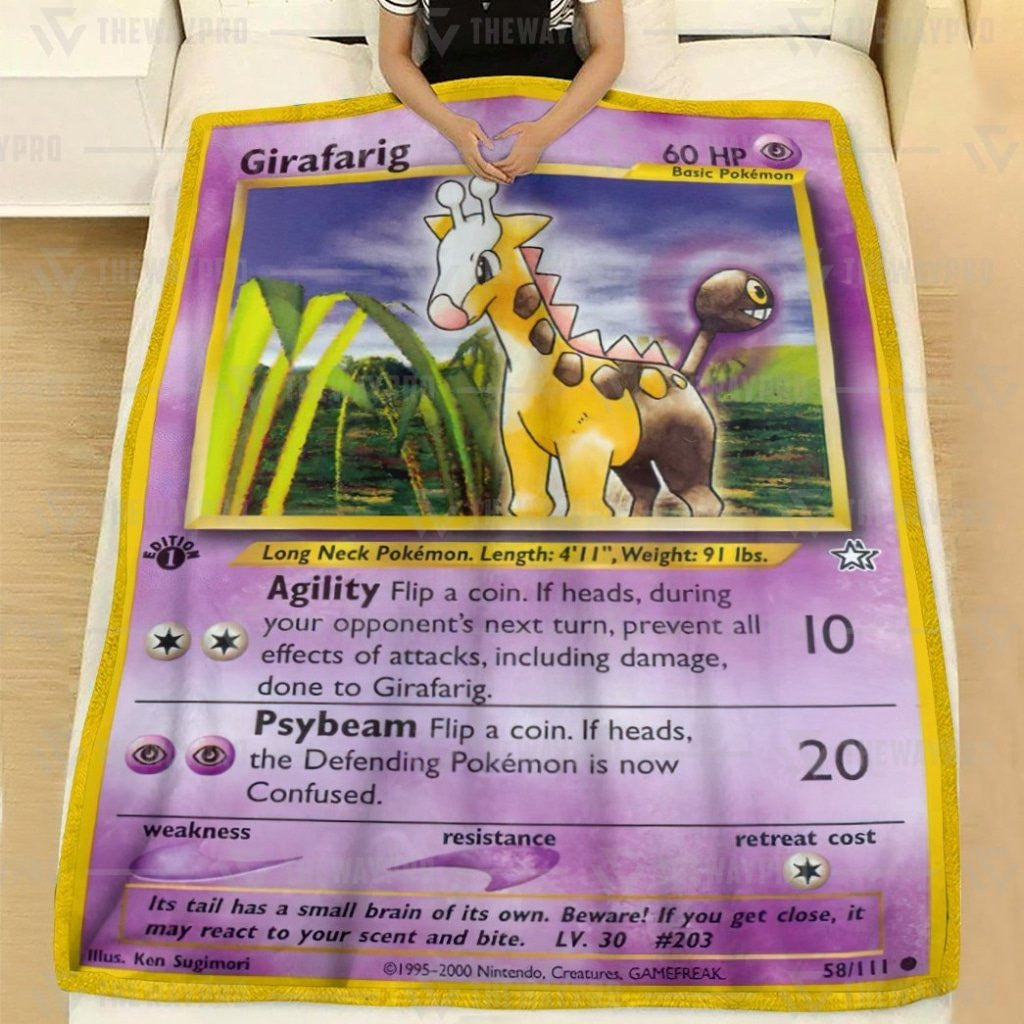 Anime Pkm Girafarig Custom Soft Blanket