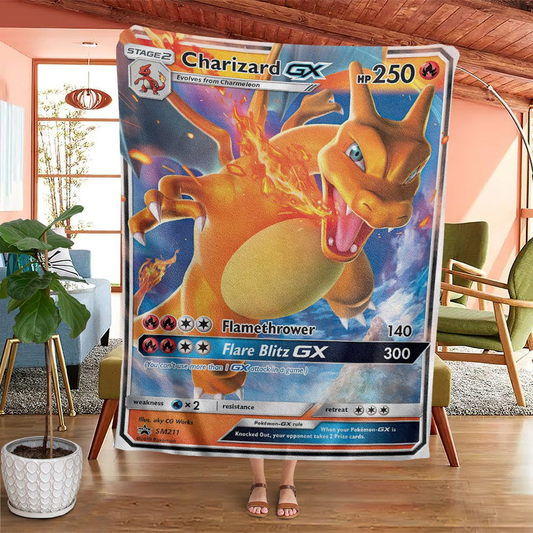 Anime Pkm Charizard-Gx Sun & Moon Promos Custom Soft Blanket