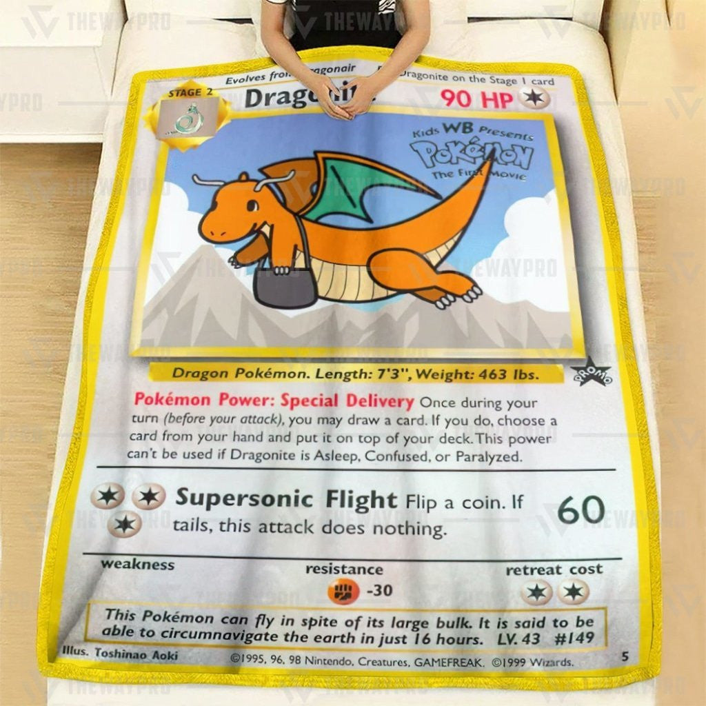 Anime Pkm Dragonite Custom Soft Blanket