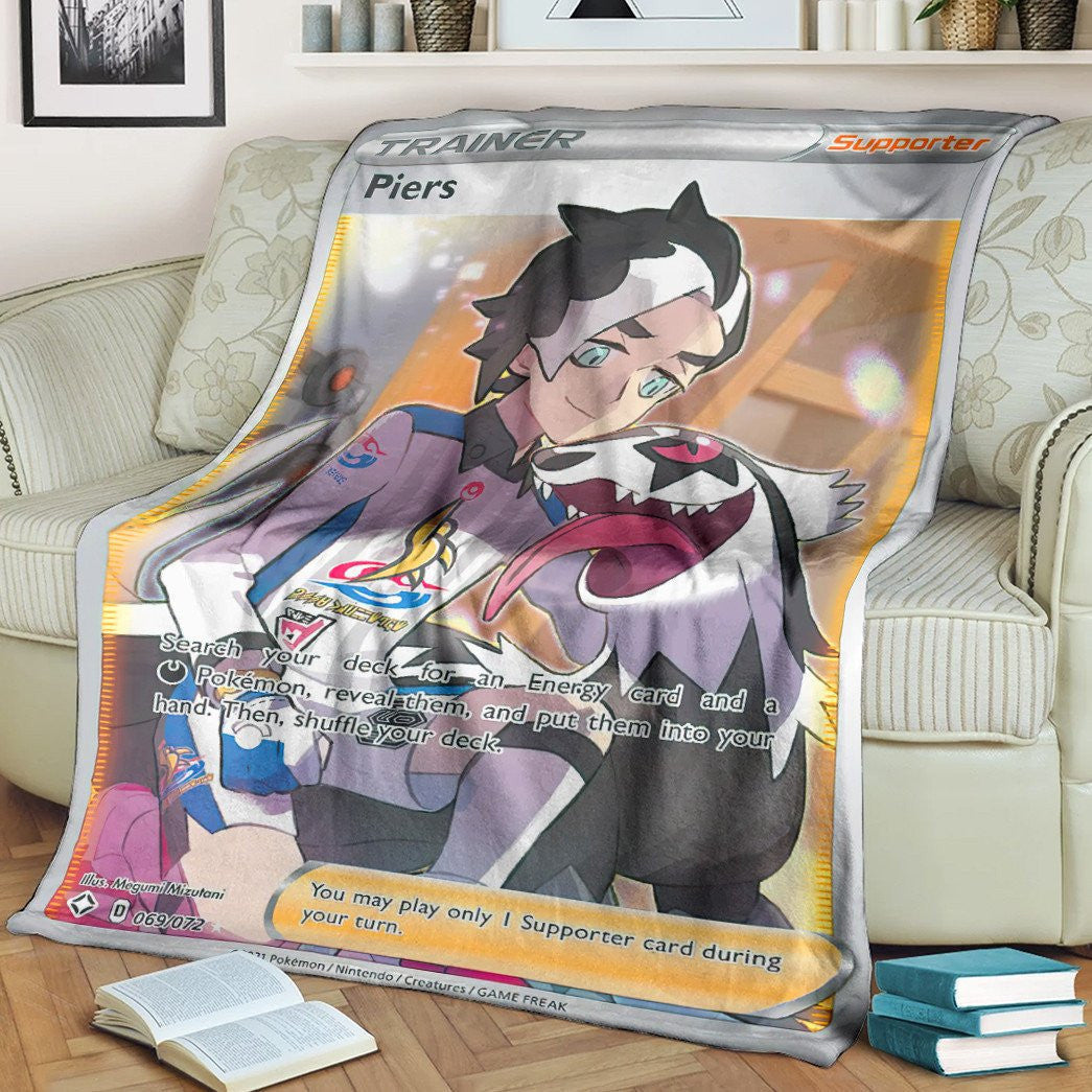 Anime Pkm Piers Shining Fates Trainer Custom Soft Blanket / S/(43X55)