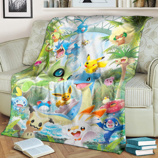 Anime Pkm Poke Worlds Custom Soft Blanket / S/(43X55)