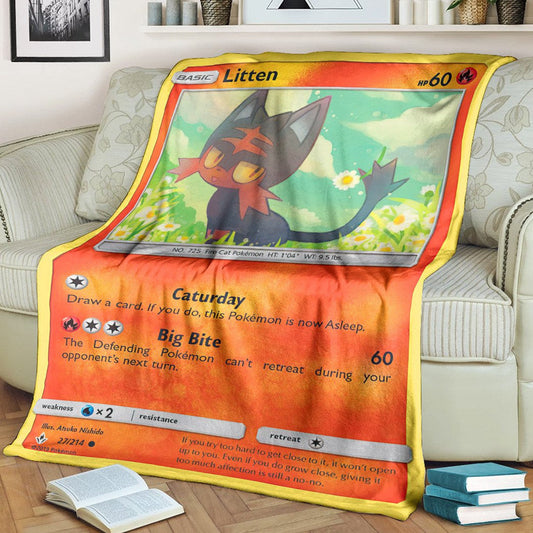 Anime Pkm Litten Unbroken Bonds Custom Soft Blanket / S/(43X55)