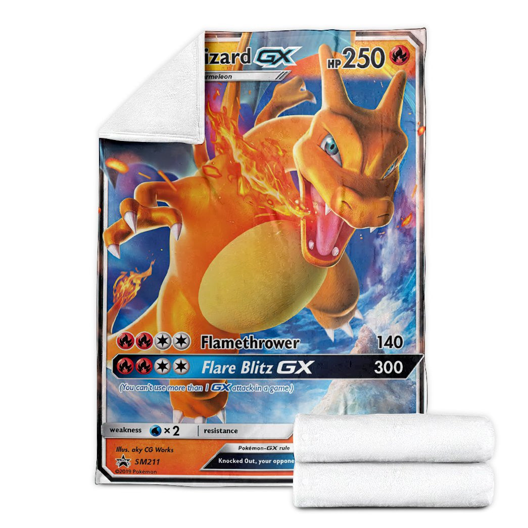 Anime Pkm Charizard-Gx Sun & Moon Promos Custom Soft Blanket