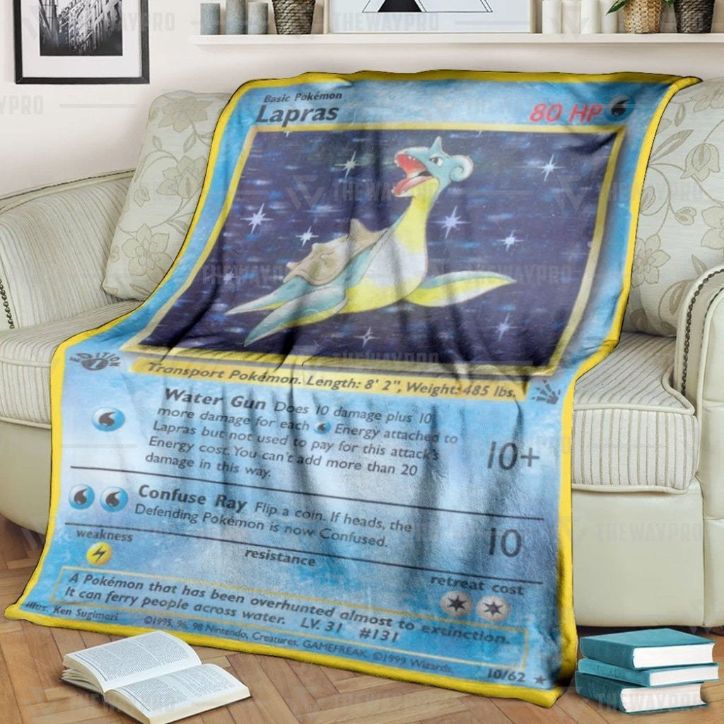 Anime Pkm Lapras Holo 1St Edition Custom Soft Blanket